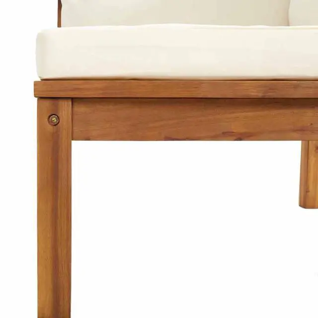 Alt view image 6 of 7 - vidaXL Sectional Corner Sofa with Cream White Cushion Acacia Wood