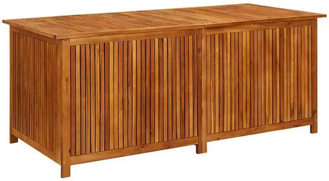 Alt view image 2 of 7 - vidaXL Outdoor Storage Box, Deck Box with Gas-Lift Lid, Storage Chest with Water-Resistant Zippered Bag Inside, 68.9''x31.5''x29.5'', Solid Acacia Wood
