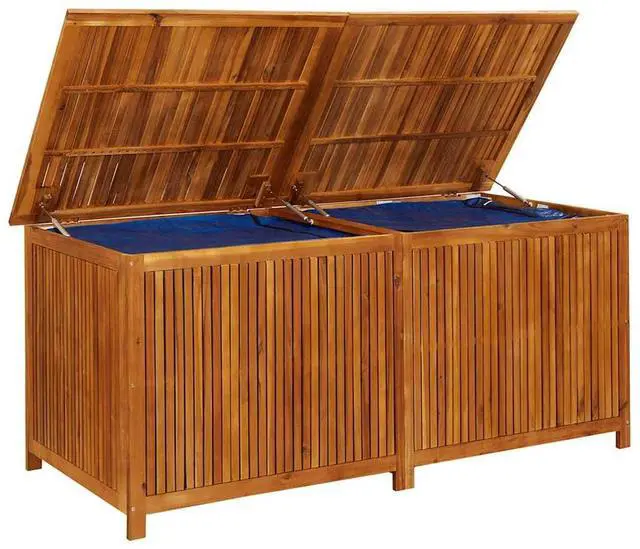 Alt view image 7 of 7 - vidaXL Outdoor Storage Box, Deck Box with Gas-Lift Lid, Storage Chest with Water-Resistant Zippered Bag Inside, 68.9''x31.5''x29.5'', Solid Acacia Wood