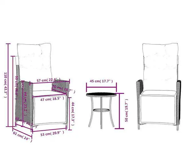 Alt view image 4 of 7 - vidaXL Bistro Set Gray, Navy Blue
