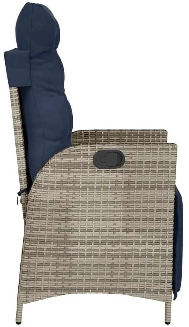 Alt view image 6 of 7 - vidaXL Bistro Set Gray, Navy Blue