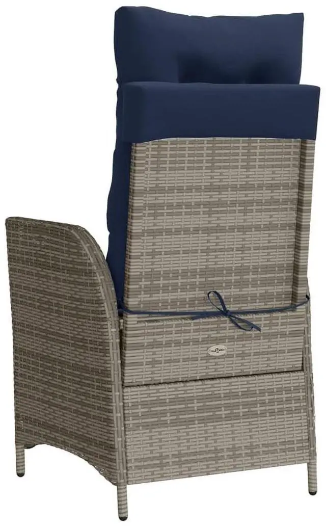 Alt view image 7 of 7 - vidaXL Bistro Set Gray, Navy Blue