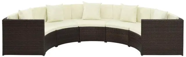 Alt view image 3 of 5 - vidaXL Patio Sofa Set Set of 7 Brown and cream white