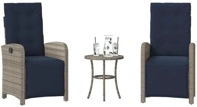 Main image of vidaXL Bistro Set Grey PE rattan Standard size for garden furniture