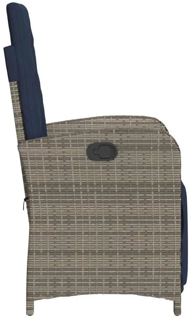 Alt view image 6 of 7 - vidaXL Bistro Set Grey PE rattan Standard size for garden furniture