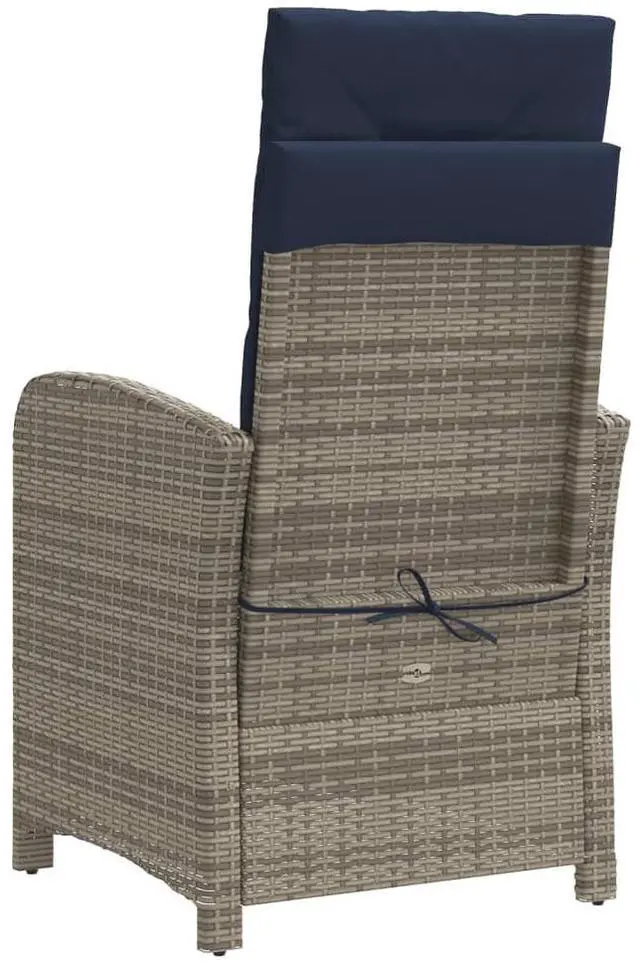 Alt view image 7 of 7 - vidaXL Bistro Set Grey PE rattan Standard size for garden furniture