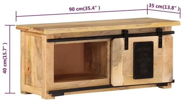 Alt view image 15 of 15 - vidaXL TV Cabinet 35.4"x13.8"x15.7" Solid Mango Wood
