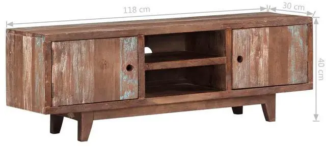 Alt view image 13 of 16 - vidaXL TV Cabinet Solid Acacia Wood Vintage 46.5"x11.8"x15.7"