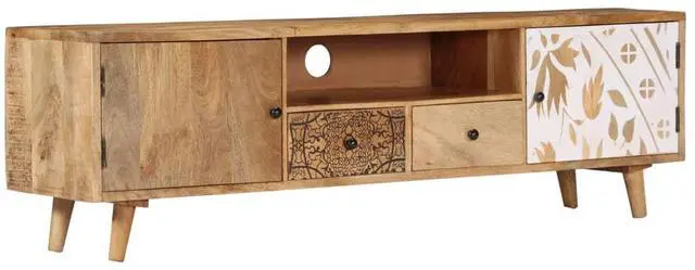 Alt view image 9 of 15 - vidaXL TV Cabinet 55.1"x11.8"x15.7" Solid Mango Wood