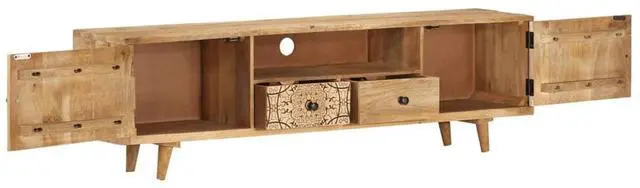 Alt view image 11 of 15 - vidaXL TV Cabinet 55.1"x11.8"x15.7" Solid Mango Wood