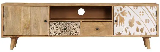 Alt view image 10 of 15 - vidaXL TV Cabinet 55.1"x11.8"x15.7" Solid Mango Wood