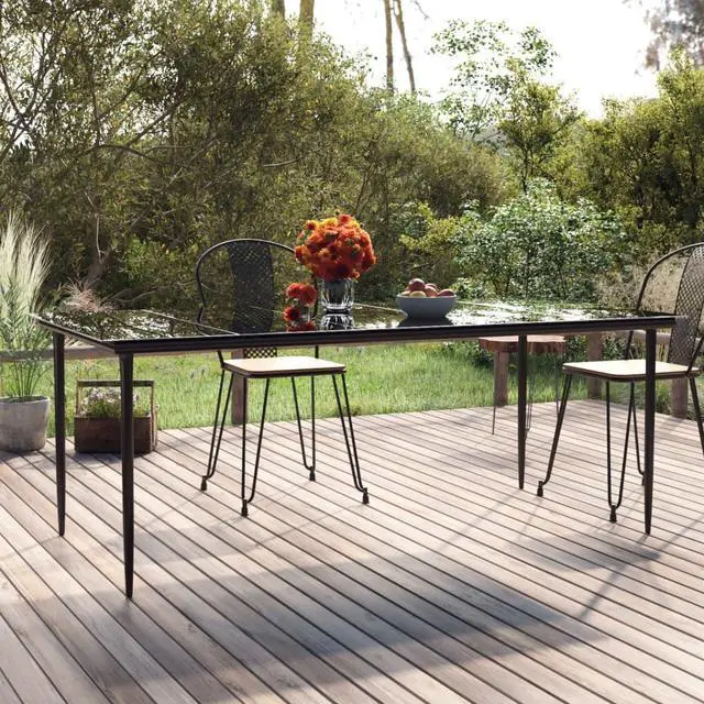 Main image of vidaXL Dining Table Black Powder-coated steel Large Durable