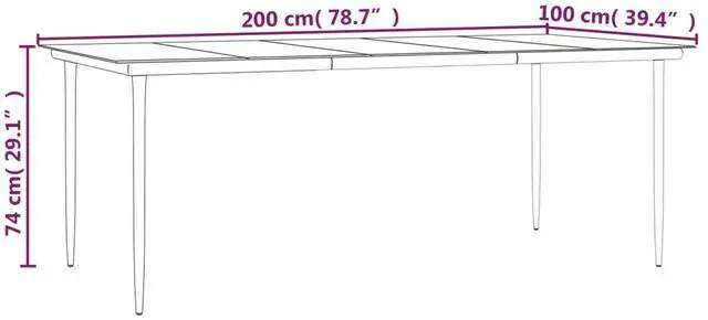 Alt view image 4 of 7 - vidaXL Dining Table Black Powder-coated steel Large Durable