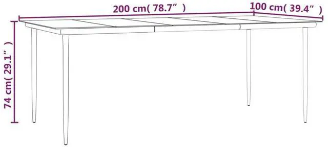 Alt view image 7 of 7 - vidaXL Dining Table Black Powder-coated steel Large Durable