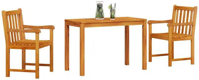 Alt view image 2 of 5 - vidaXL Garden Dining Set 3 pcs Brown solid acacia wood