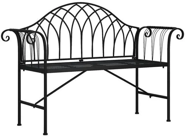 Alt view image 2 of 6 - vidaXL Garden Bench Black Steel Standard Durable Garden Bench