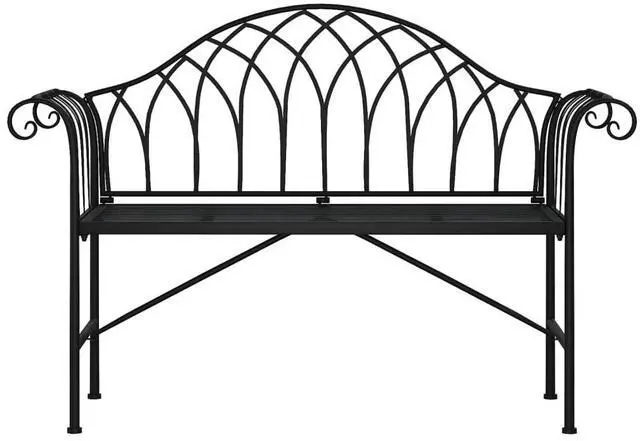 Alt view image 3 of 6 - vidaXL Garden Bench Black Steel Standard Durable Garden Bench