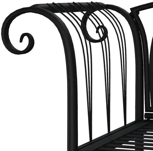 Alt view image 5 of 6 - vidaXL Garden Bench Black Steel Standard Durable Garden Bench