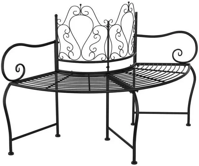 Alt view image 2 of 6 - vidaXL Tree Bench Black Steel 59 in diameter Durable Tree Bench