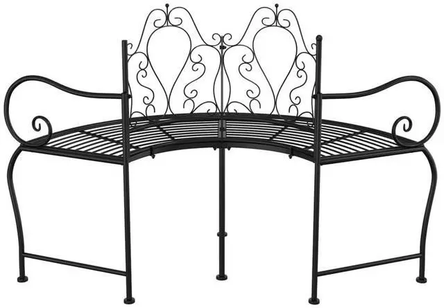 Alt view image 3 of 6 - vidaXL Tree Bench Black Steel 59 in diameter Durable Tree Bench