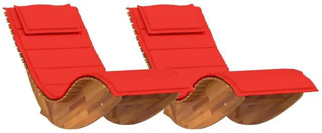 Alt view image 2 of 6 - vidaXL Sun Lounger 2 pcs Brown 60 x 154 x 74cm Solid Acacia wood