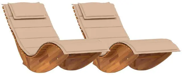 Alt view image 2 of 6 - vidaXL Sun Lounger 2 pcs Brown 60 x 154 x 74cm Solid Acacia wood