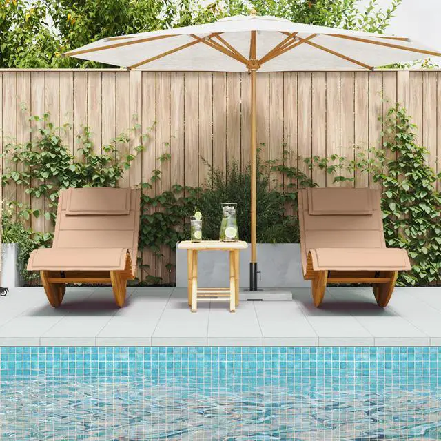 Alt view image 3 of 6 - vidaXL Sun Lounger 2 pcs Brown 60 x 154 x 74cm Solid Acacia wood