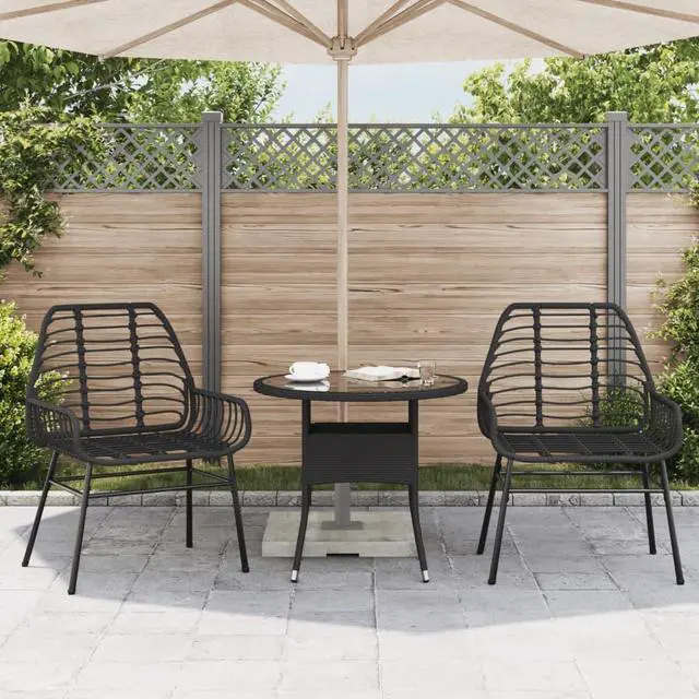 Alt view image 3 of 7 - vidaXL Garden Chair Black PE rattan, powder-coated steel Medium