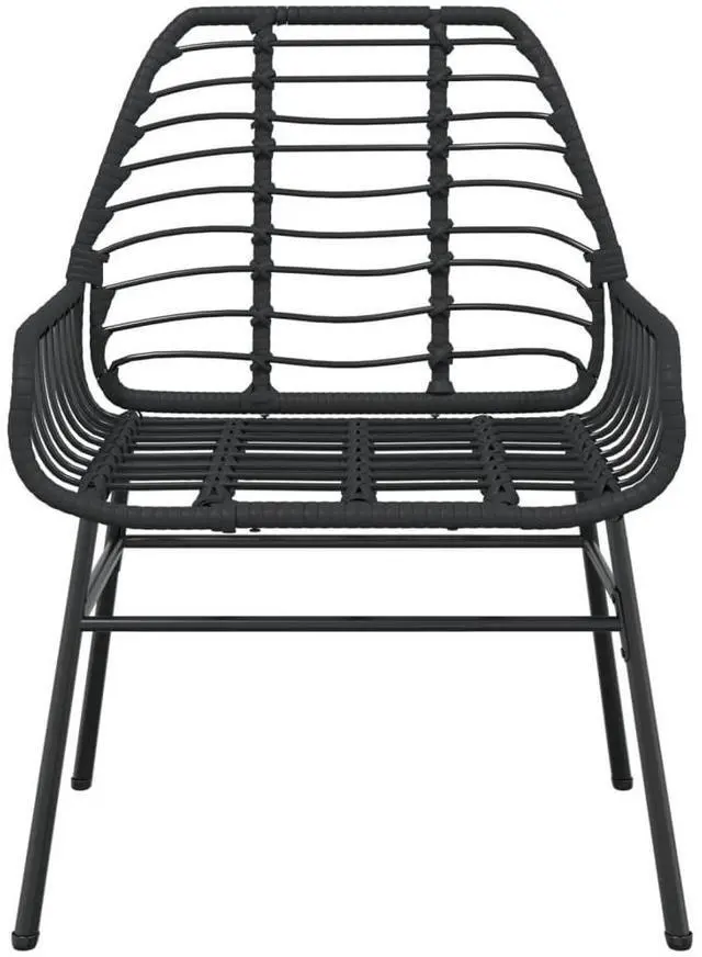 Alt view image 5 of 7 - vidaXL Garden Chair Black PE rattan, powder-coated steel Medium