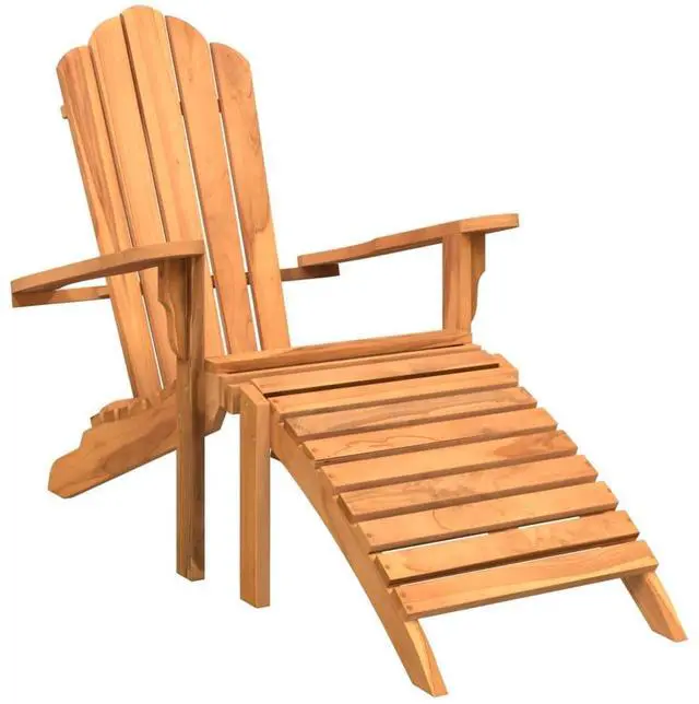 Alt view image 2 of 7 - vidaXL Garden Adirondack Chair With Footrest Teak Solid teak wood Standard