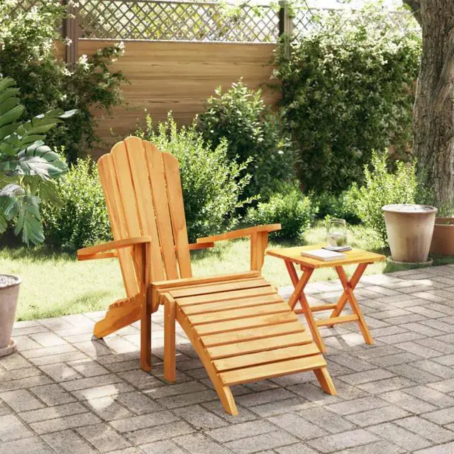 Alt view image 3 of 7 - vidaXL Garden Adirondack Chair With Footrest Teak Solid teak wood Standard