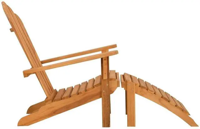 Alt view image 5 of 7 - vidaXL Garden Adirondack Chair With Footrest Teak Solid teak wood Standard
