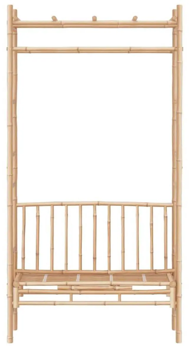 Alt view image 3 of 6 - vidaXL Garden Bench With Pergola natural bamboo Bamboo Medium