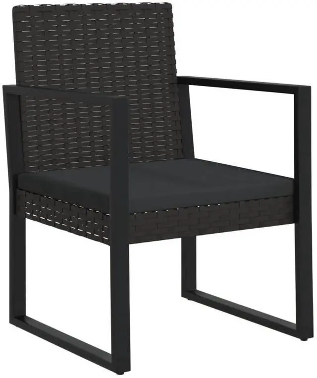 Alt view image 2 of 7 - vidaXL Garden Armchair Black Poly Rattan Standard Durable Armchair