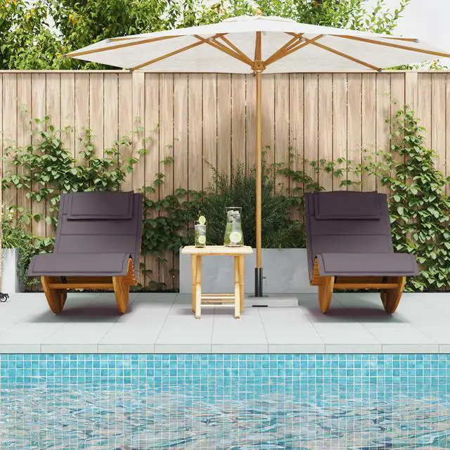 Alt view image 3 of 6 - vidaXL Sun Lounger 2 pcs Brown 60 x 154 x 74cm Solid Acacia wood