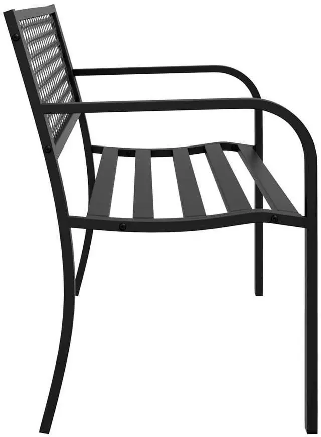 Alt view image 5 of 7 - vidaXL Garden Bench Black Steel 47 inches Width Durable Garden Bench