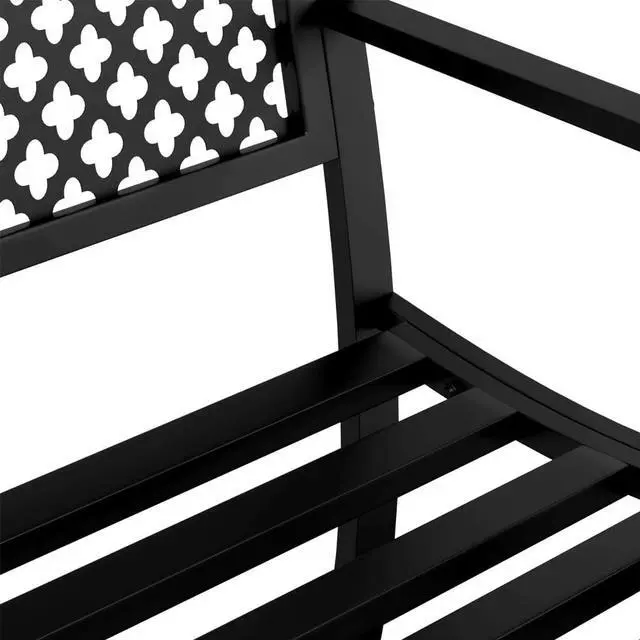 Alt view image 7 of 7 - vidaXL Garden Bench Black Steel 47 inches Width Durable Garden Bench