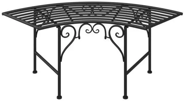 Alt view image 5 of 6 - vidaXL Tree Bench Black Steel Medium Durable Circular Tree Bench