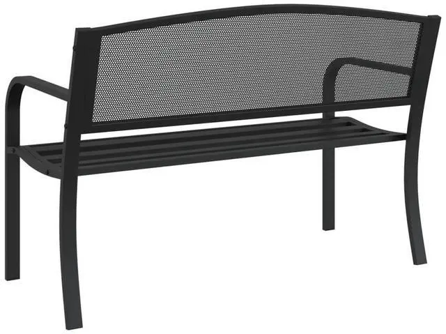 Alt view image 6 of 7 - vidaXL Garden Bench Black Powder-Coated Steel Standard Durable