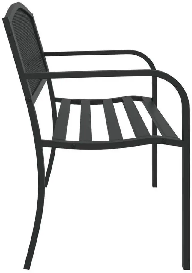 Alt view image 5 of 7 - vidaXL Garden Bench Black Powder-Coated Steel Standard Durable