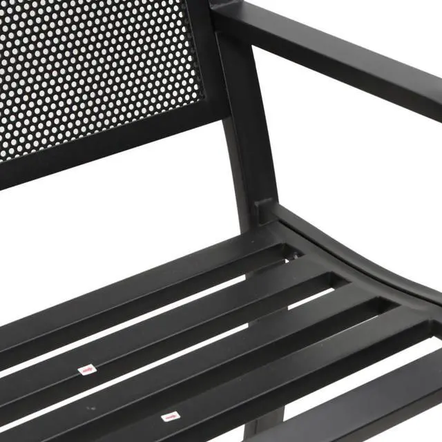 Alt view image 7 of 7 - vidaXL Garden Bench Black Powder-Coated Steel Standard Durable