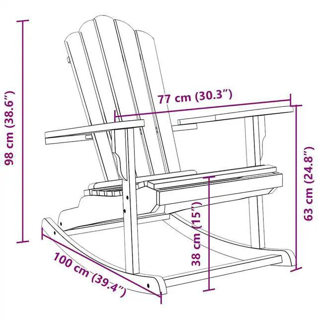 Alt view image 4 of 7 - vidaXL Garden Rocking Adirondack Chair Teak Solid teak wood Medium