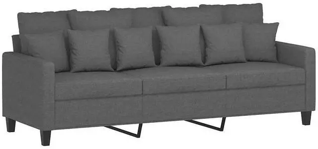 Alt view image 2 of 7 - vidaXL Sofa Accent Upholstered 3-Seater Couch Sofa Armchair Dark Gray Fabric
