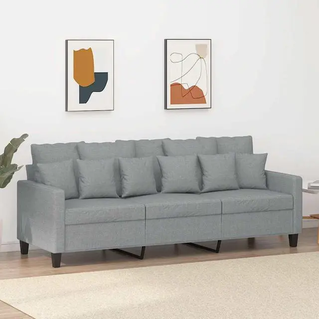 Main image of vidaXL Sofa Accent Upholstered 3-Seater Couch Sofa Armchair Light Gray Fabric