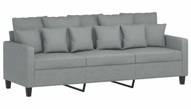 Alt view image 2 of 7 - vidaXL Sofa Accent Upholstered 3-Seater Couch Sofa Armchair Light Gray Fabric