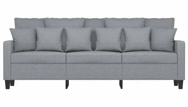 Alt view image 3 of 7 - vidaXL Sofa Accent Upholstered 3-Seater Couch Sofa Armchair Light Gray Fabric