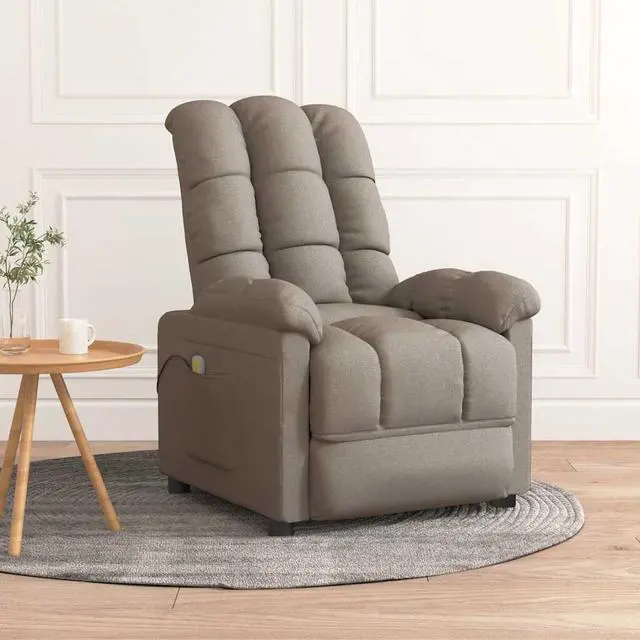 Main image of vidaXL Massage Chair Adjustable Wingback Push Armchair Furniture Taupe Fabric