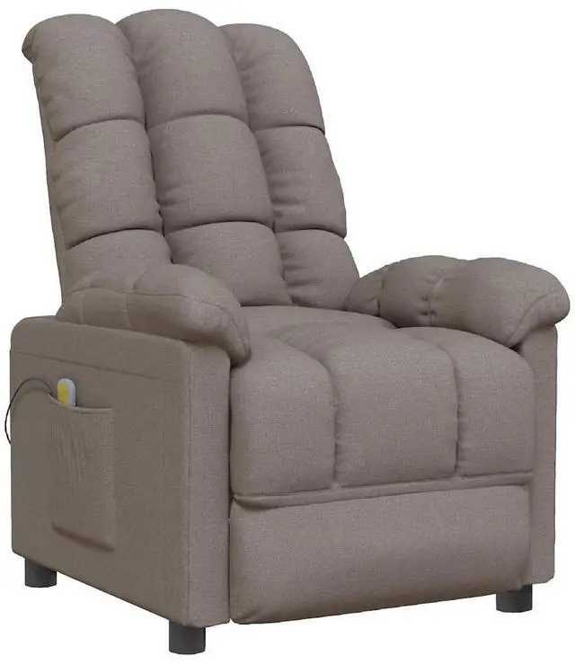 Alt view image 2 of 7 - vidaXL Massage Chair Adjustable Wingback Push Armchair Furniture Taupe Fabric