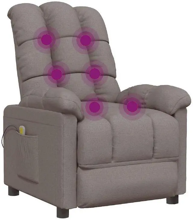 Alt view image 6 of 7 - vidaXL Massage Chair Adjustable Wingback Push Armchair Furniture Taupe Fabric