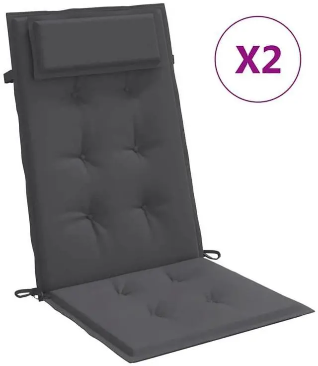Alt view image 2 of 7 - vidaXL Chair Cushion 2 Pcs Backrest Pillow Seat Pad Anthracite Oxford Fabric